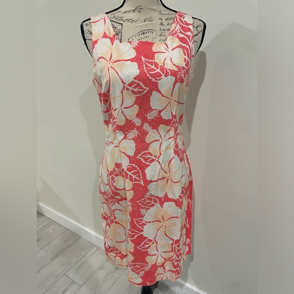 Bahama Island Prints Tropical Hibiscus Open Back Resort Dress Size 8